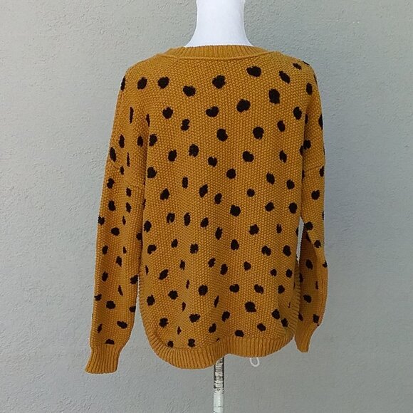 Madewell Women's Sweater Crewneck Old Gold and Black Polka Dots Size XXS - Picture 5 of 8